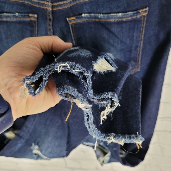 BRIDGE BY GLY | mid rise ankle skinny stretch distressed raw hem jeans - Picture 5 of 8